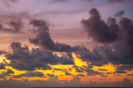 Beautiful and colorful sky and clouds during sunset in sunny day