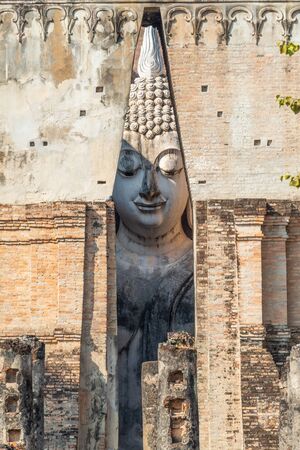 Large Buddha image in Wat Srichum, the Buddhist temple in Sukhothai historical park, Thailandの写真素材