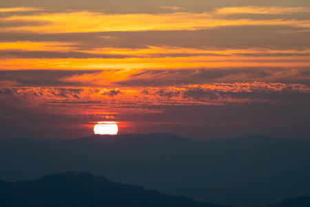 Beautiful view of sunset sky in a shiny day.の写真素材