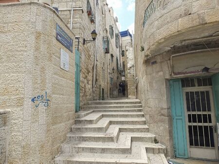 Street in the old city of Jerusalem in Israelの写真素材