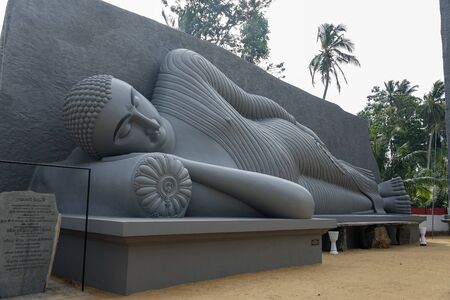 Mahigarjanaramaya Buddhist Temple and Kirama Ananda Himi Religious Monument in Wadduwa, Western Province, Sri Lankaの写真素材