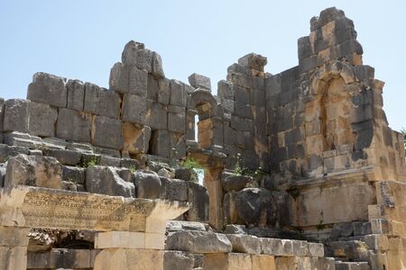 Ruins of the Greek-Roman amphitheatre of the ancient city of Myra in Demre, Antalya Province, Turkey. Tourist attractions in Turkeyの写真素材