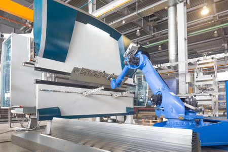 robot arm installation for bending of metalの写真素材