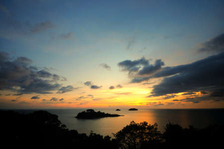 Scenic view during sunset at Koh Chang, Thailandの写真素材