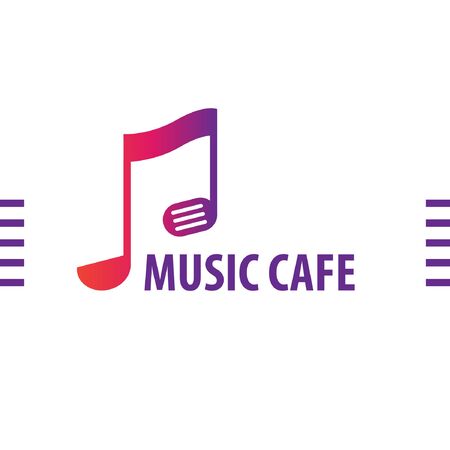hand drawn music cafe with style gradient color noteのイラスト素材