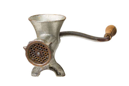 Meat mincer upper detail for cut meat processing - selective focus on its front partの写真素材