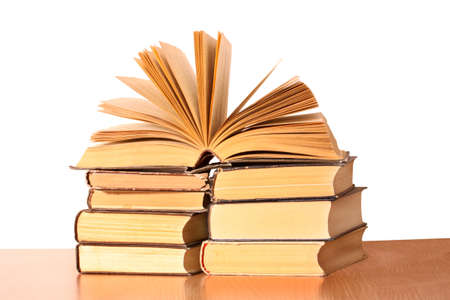 old books with open pagesの写真素材