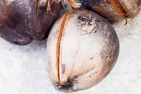 pile of dried coconuts for cookの写真素材