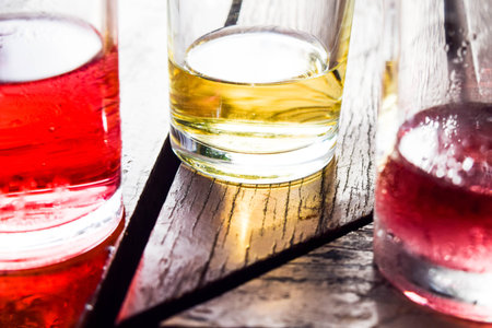 colorful color water in glassの写真素材