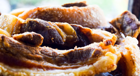 close up Crispy fried pork cooked hotの写真素材