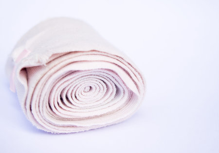 medical bandage roll on white backgroundの写真素材