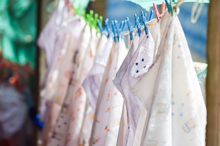 Cloth Diapers on a Clotheslineの写真素材