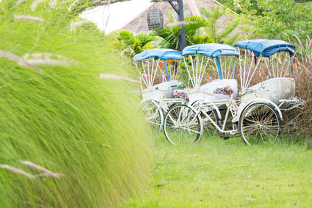 old white Thai cycle rickshaw three