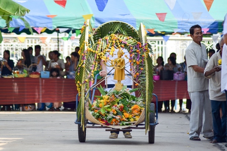 Tak Bat Devo and Chak Phra Festivals in SISAKET,THAILAND 2016のeditorial素材