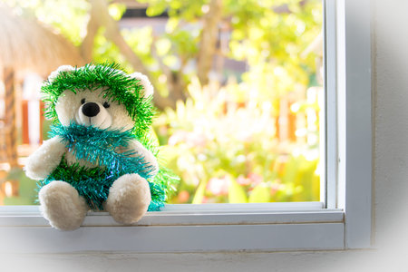 Christmas Teddy Bear,new year Christmas Teddy Bear with copy space for textureの写真素材