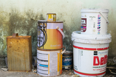 group of Paint cans in SISAKET,THAILAND 2017のeditorial素材
