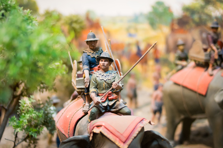 Suphan Buri, Thailand - March 31, 2017 : Inside of the Don Chedi monument. Modeling combat on elephant back of King Naresuanのeditorial素材