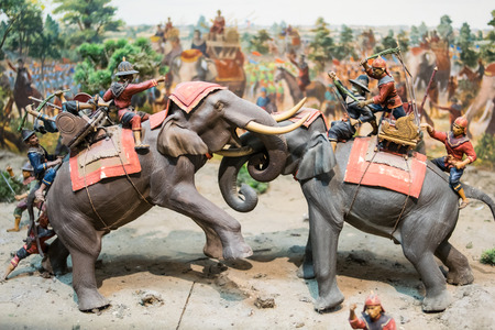 Suphan Buri, Thailand - March 31, 2017 : Inside of the Don Chedi monument. Modeling combat on elephant back of King Naresuanのeditorial素材