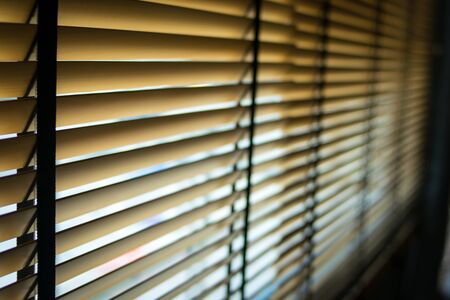 door and wnidow with Metal Blinds on business roomの写真素材