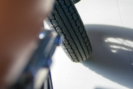 closeup motorbike wheel