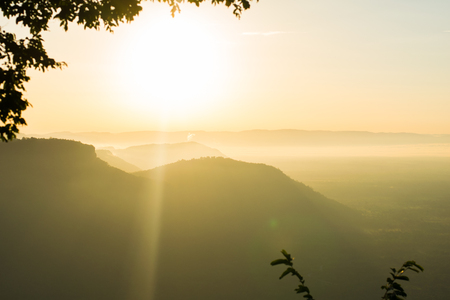 morning sunrise on mountain view in thailandの写真素材