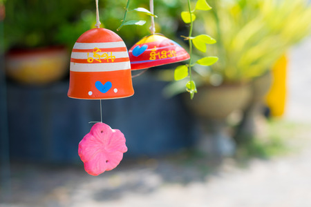 red mobile hangingの写真素材