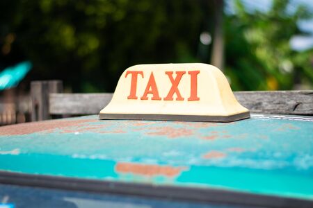 old taxi car roof signの写真素材