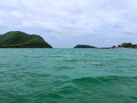 The beach of Samae San island at Chonburi in Thailandの写真素材