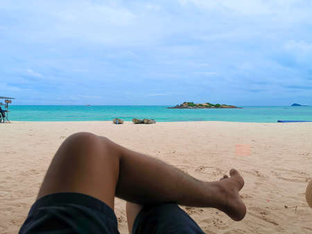 The beach of Samae San island at Chonburi in Thailandの写真素材