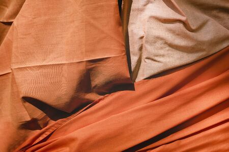 Close-up Monk's robe Background. The arrangement is beautiful and artistic.の写真素材