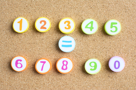 The number of children in kindergarten is 1 to 10 copy space in the middle to put the letter down math symbols concept.の写真素材