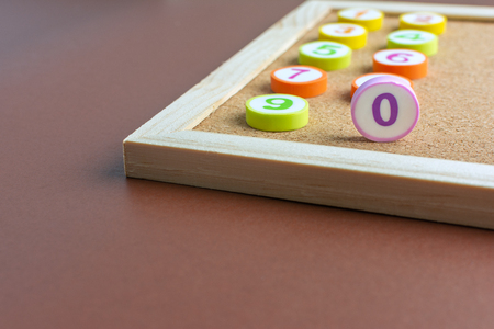 One to Ten letter Toys for Kindergarten children made of erasers And the number 0 stood up Homeschooling Concept.の写真素材
