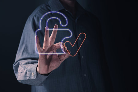 Close up Businessman's hand making OK sign, unlocks the key to success with Space for text.の写真素材