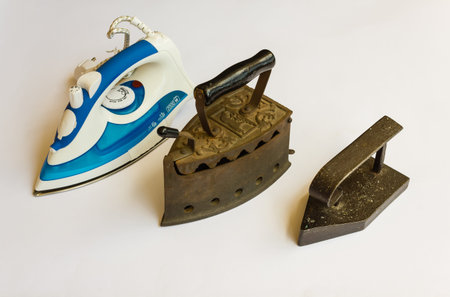 evolution overtime in the way of iron with iron types of different ages and stylesの写真素材