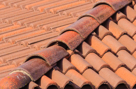 geometric composition of a roof of red tilesの写真素材