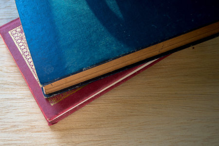old books on wooden