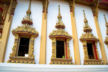 Window in Thailand templeの写真素材