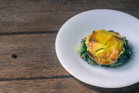 baked spinach with cheeseの写真素材