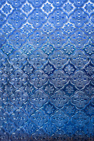 Blue glass with patternsの写真素材