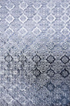 Blue glass with patternsの写真素材
