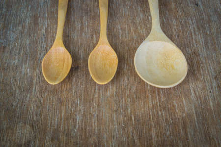 wood spoons on woodenの写真素材
