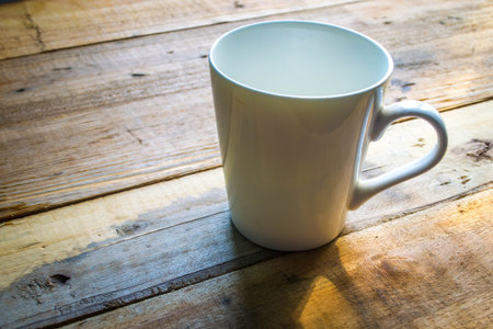 mug on woodenの写真素材