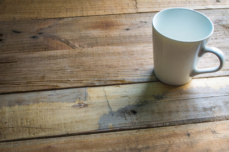 mug on woodenの写真素材