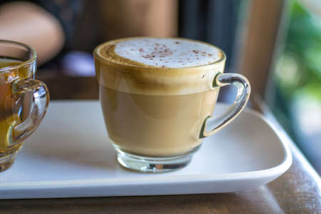 cup of latte coffeeの写真素材