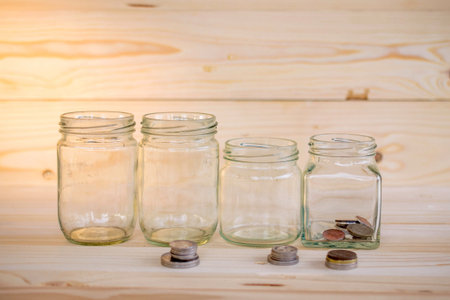 Money Saving concept , jars systemの写真素材