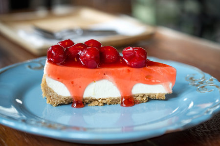 cherry cheese pieの写真素材