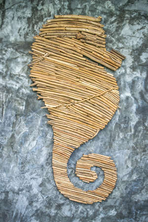 A sea horse made of woodの写真素材
