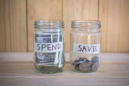 Money Saving concept , jars systemの写真素材