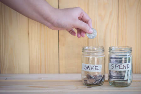 Money Saving concept , jars systemの写真素材
