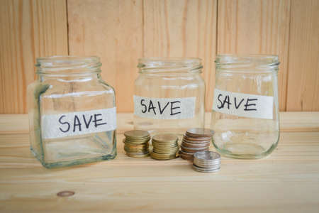 Money Saving concept , jars systemの写真素材